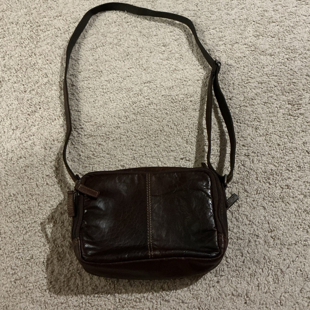 Jack Georges Leather Crossbody Bag Brown Vintage Minimalist Shoulder Purse